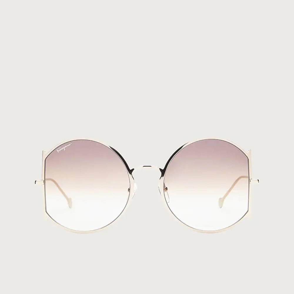 NEW Salvatore Ferragamo Gancini Sunglasses in Light Gold/Brown Mint Gradient